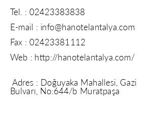Han Otel Antalya iletiim bilgileri